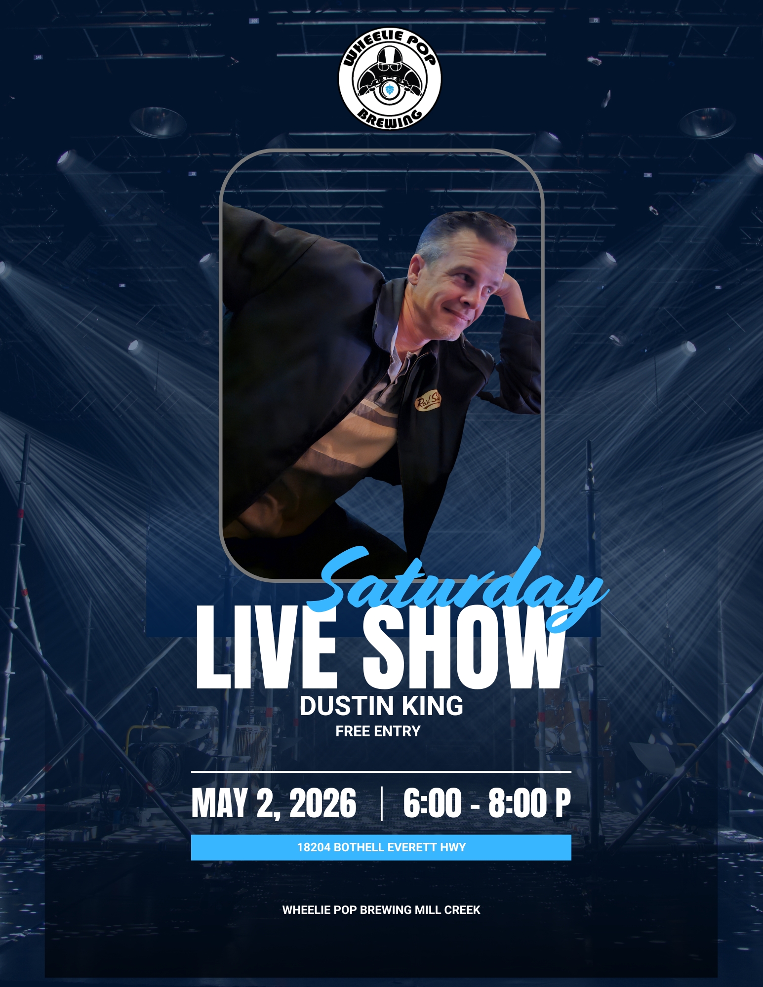Dustin King is back on stage!  LIVE SHOW - FREE entry!